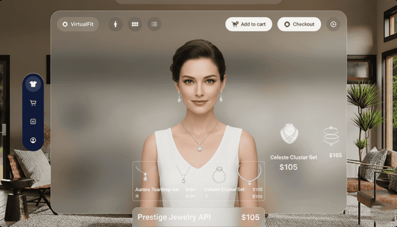 Virtual stylist example showing AI-generated jewelry try-on